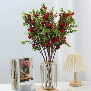Branches de baies de grenade artificielles rouges pour décoration de table et Nouvel An.