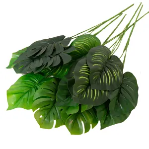Feuilles de monstera artificielles bouquet fausses branches de plantes tropicales déco maison