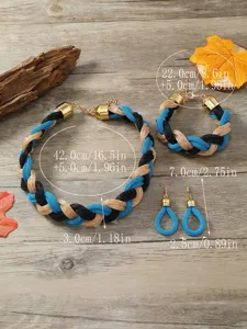 Böhmisches geflochtenes Metallnetz Halskette Armband Ohrringe Set Detailansicht
