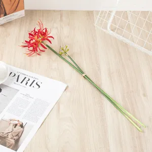 Artificial red spider lily flower silk floral arrangement for home wedding table party decor