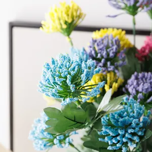Detailed close-up of vibrant artificial foam flower bouquet in mixed colors for home decor.