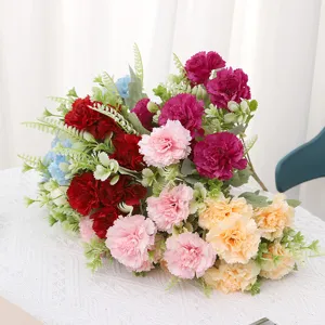 Artificial carnation flower bouquet fake floral arrangement for wedding home decor detail view