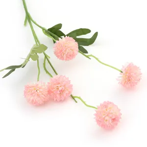 Pink artificial pompon chrysanthemum flower branch detail for home decor and floral display.