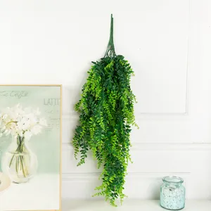 Artificial fern hanging plant plastic green foliage wall decoration for room interior