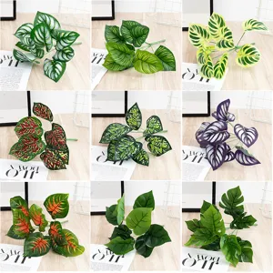 Artificial Plant Leaves Silk Greenery Branch Monstera Leaf For Home Wall Decor Wedding Party Floral Arrangement