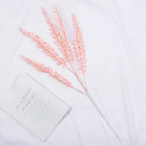 Artificial Pink Boston Fern Leaves Plastic Fake Plant Greenery for Wedding Floral Arrangement