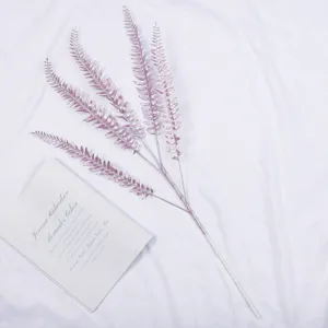Wholesale artificial pink fern leaf branch, plastic plants for wedding floral arrangement decor.