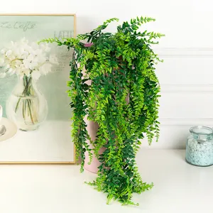 Artificial fern hanging plant plastic green plant wall decoration for room decor 1pcs