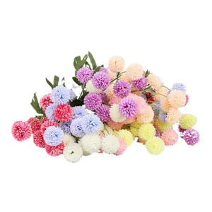 Artificial pompon chrysanthemum bouquet multicolor silk flowers for home wedding decor