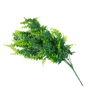 Artificial Boston fern plastic hanging fake plant for indoor hotel room wall decor.