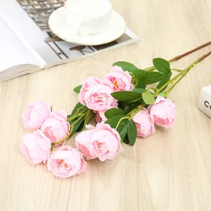 Künstliche rosa Pfingstrosen Blumen für Heimtextilien Hochzeit Tisch Deko Blumenstrauß