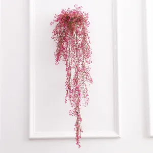 Artificial hanging plant pink flower vine for wall decor and home decoration greenery