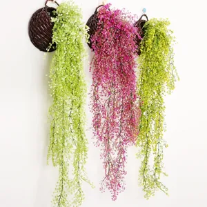Artificial Golden Bell Willow Hanging Plants Plastic Rattan Vines Fake Greenery Flowers For Home Wall Garden Decor