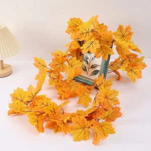 Artificial maple leaf garland autumn vine for home wedding Halloween hanging decoration.