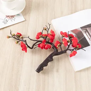 Kunstmatige pruimenbloesem tak zijden bloem woondecoratie Chinees nieuwjaar tafel ornament rood