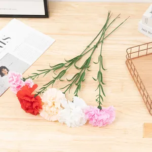 Artificial Silk Carnation Single Stem Fake Flower For Mother Day Wedding Home Decor Party Floral Arrangement Craft Gift