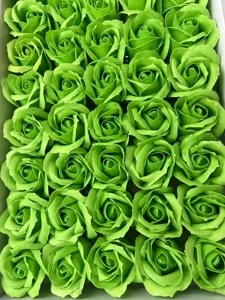 Boîte cadeau de fleurs de roses en savon artificiel vert têtes de roses éternelles décoratives