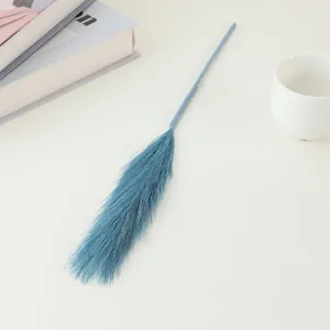 Artificial blue pampas grass 47cm fake reed plant for home decor wedding floral detail shot
