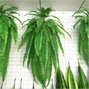 Artificial fern hanging plant wall decor for restaurant green leaf foliage display