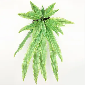 Artificial Boston Fern Hanging Plant Green Leaf Wall Decor Detail View For Indoor