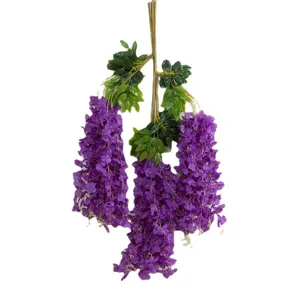 Artificial wisteria flower vine hanging purple floral garland for wedding backdrop decor