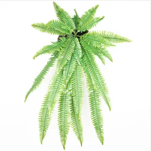 Artificial Boston fern hanging plant wall decor green leaf vine for home restaurant