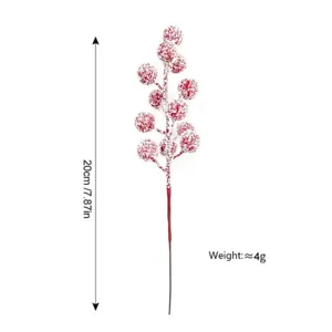 Christmas Artificial Frosted Red Berry Stems Fake Berries Branches For DIY Floral Arrangement Christmas Tree Wreath Garland