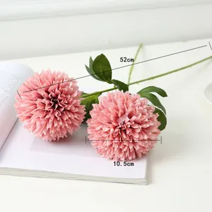 Artificial pink chrysanthemum flower bouquet for home wedding decor, 52cm long with 10.5cm head.