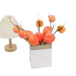 Branches de kaki artificielles ornement décoratif arrangement de faux fruits pour déco de maison