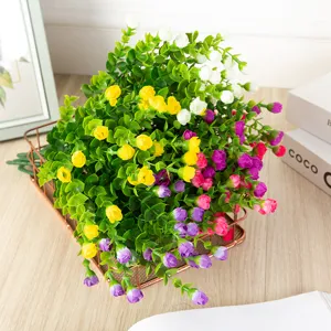 Artificial eucalyptus small rose flower plastic plant home desktop decoration 1piece
