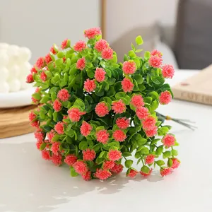 Bouquet de camélias et d'eucalyptus artificiels faux fleurs pour table à manger déco vase