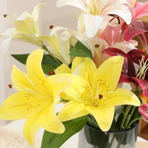 Bouquet di gigli artificiali fiori finti per decorazione casa matrimonio dettagli.