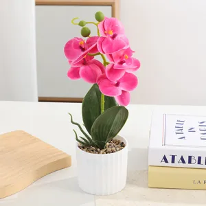Artificial Phalaenopsis Orchid Potted Plant Fake Flower for Indoor Home Decor Display