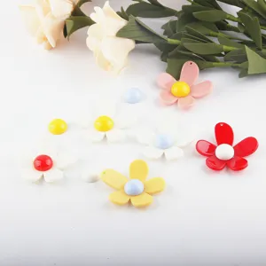 Colorful acrylic flower charms for DIY handmade jewelry, cute earrings and accessories.