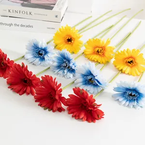 Fiore artificiale gerbera stelo corto singolo in seta per casa soggiorno decorazione colorato
