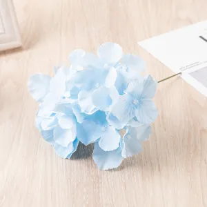 Artificial Blue Hydrangea Flower Head Silk Cloth Wedding Home Decor Photography Prop