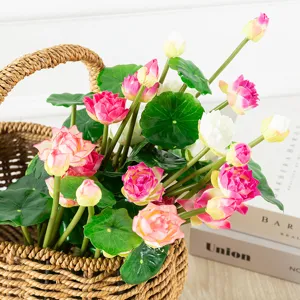 Artificial lotus flower decorative plant small lotus leaf arrangement for hotel table decor