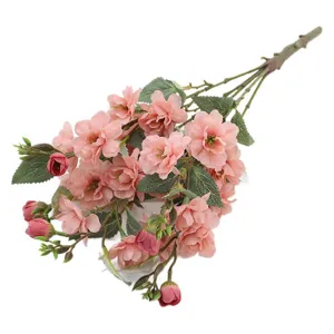 Artificial rose flower bouquet faux pink floral arrangement for home wedding decor 1pc