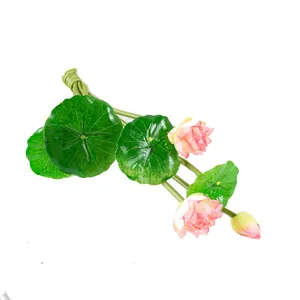 Artificial lotus flower with small leaves for hotel tableware decor and home decoration.
