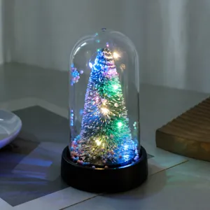 Luce notturna albero di natale cupola di vetro decorazione da tavola luci LED regalo festa natale