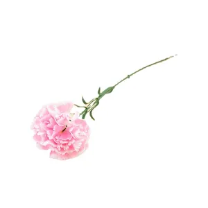 Lifelike single artificial pink carnation silk flower for home decoration and gifts.