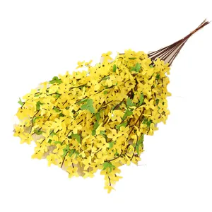 Bouquet di fiori artificiali di forsythia gialla decorazione matrimonio casa festa 1pz
