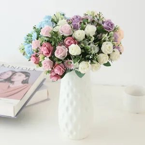 Artificial Silk Rose Flower Bouquet Fake Flowers For Outdoor Fence Flower Box Wedding Home Decor Floral Arrangement