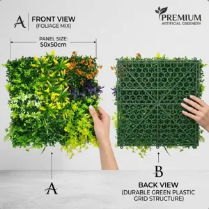 Artificial plant wall panel 50x50cm foliage mix faux greenery background decor for indoor outdoor