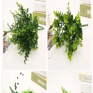 Artificial eucalyptus plant detail, plastic greenery stem for home decor and floral arrangements.