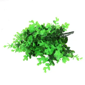 Artificial eucalyptus plastic plant green leaf bunch for home wall floral decor detail