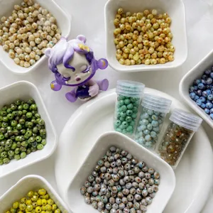 Picasso Faceted Glass Fire Polished Beads Round Spacer Beads For DIY Jewelry Making Bracelet Necklace Crafts Supplies