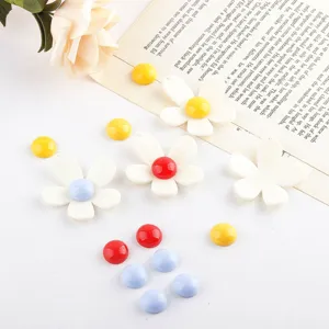 Ins Korean Style Contrasting Color Acrylic Flower Resin Half Circle DIY Handmade Jewelry Earrings Accessories Materials