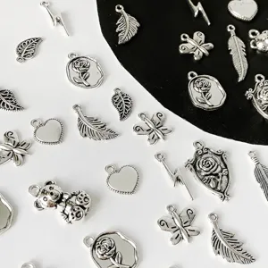 Alloy charms diy jewelry making pendants cute heart butterfly leaf rose mix crafts.
