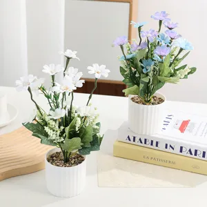 Artificial Potted Silk Flower Bonsai Artificial Plant With Pot Home Office Table Decor Creative Ornament